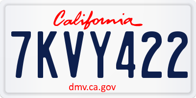 CA license plate 7KVY422