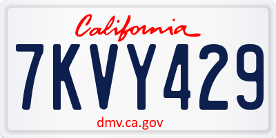 CA license plate 7KVY429