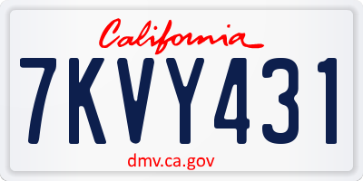 CA license plate 7KVY431