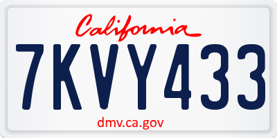 CA license plate 7KVY433