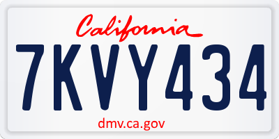 CA license plate 7KVY434
