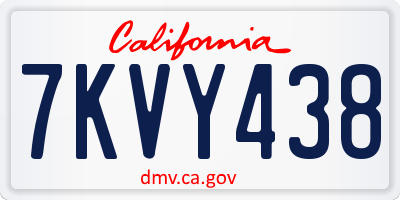 CA license plate 7KVY438