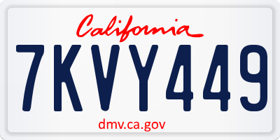 CA license plate 7KVY449