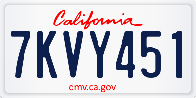 CA license plate 7KVY451