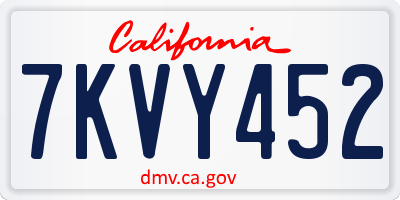 CA license plate 7KVY452
