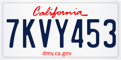 CA license plate 7KVY453