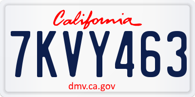 CA license plate 7KVY463