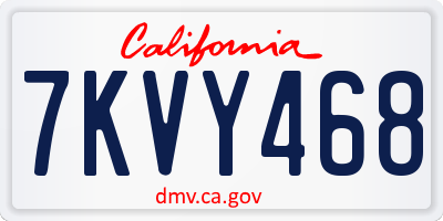 CA license plate 7KVY468