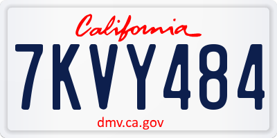 CA license plate 7KVY484