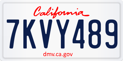 CA license plate 7KVY489