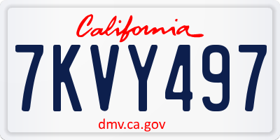 CA license plate 7KVY497