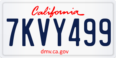 CA license plate 7KVY499