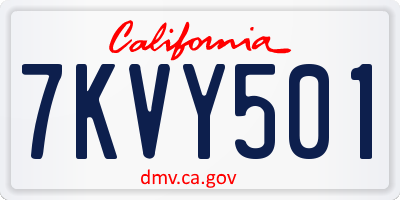 CA license plate 7KVY501