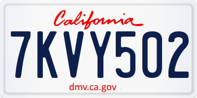 CA license plate 7KVY502