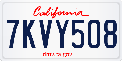 CA license plate 7KVY508