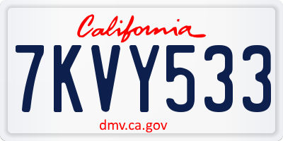 CA license plate 7KVY533