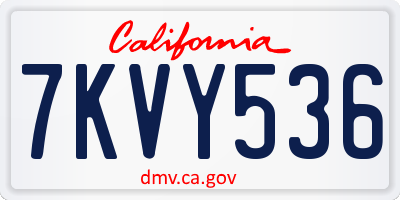 CA license plate 7KVY536