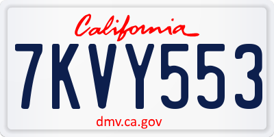 CA license plate 7KVY553