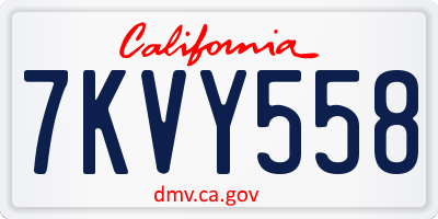 CA license plate 7KVY558