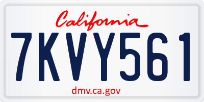 CA license plate 7KVY561