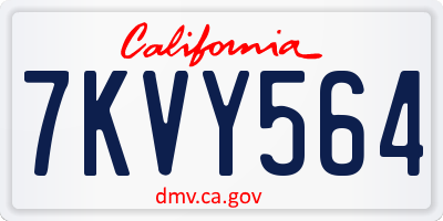 CA license plate 7KVY564