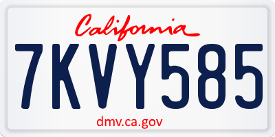 CA license plate 7KVY585