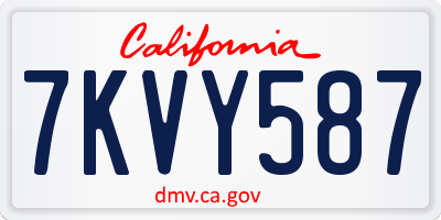 CA license plate 7KVY587