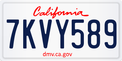 CA license plate 7KVY589