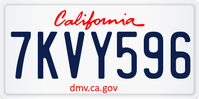 CA license plate 7KVY596