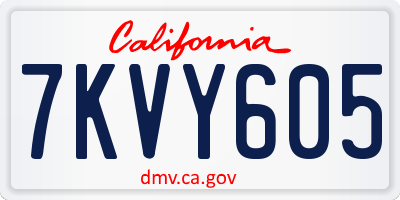 CA license plate 7KVY605