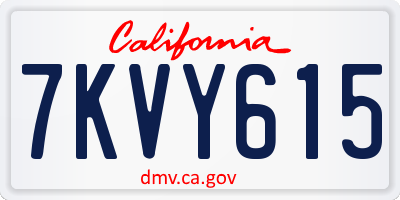 CA license plate 7KVY615