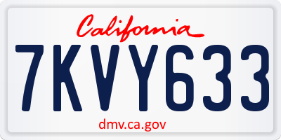 CA license plate 7KVY633