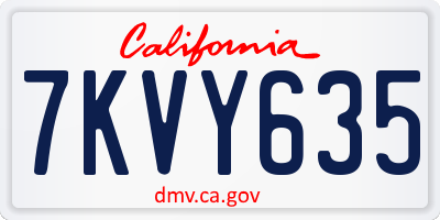CA license plate 7KVY635