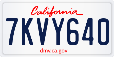 CA license plate 7KVY640