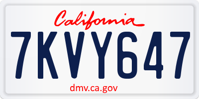 CA license plate 7KVY647