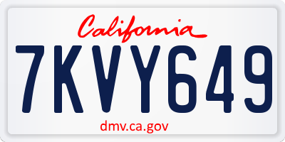 CA license plate 7KVY649