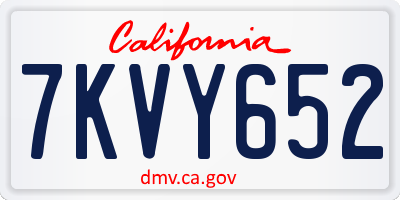 CA license plate 7KVY652