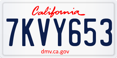 CA license plate 7KVY653