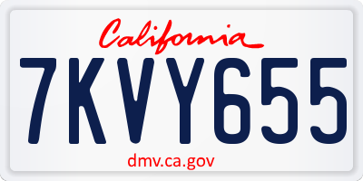 CA license plate 7KVY655