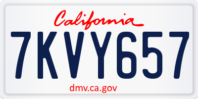 CA license plate 7KVY657