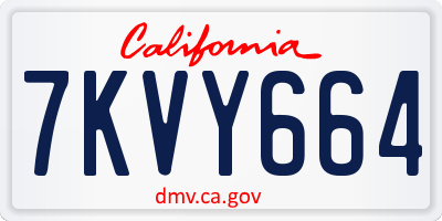 CA license plate 7KVY664