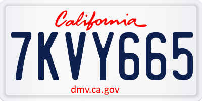 CA license plate 7KVY665