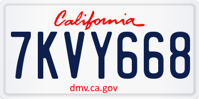 CA license plate 7KVY668