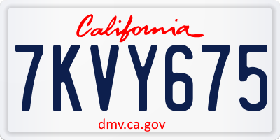 CA license plate 7KVY675