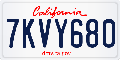 CA license plate 7KVY680