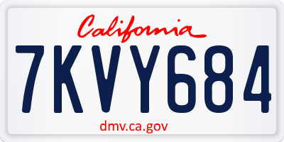 CA license plate 7KVY684