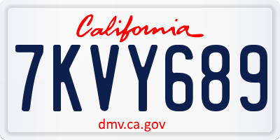 CA license plate 7KVY689
