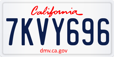 CA license plate 7KVY696