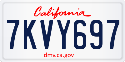 CA license plate 7KVY697