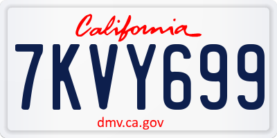 CA license plate 7KVY699